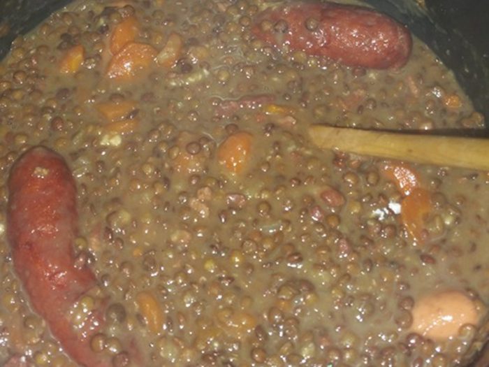 Lentils and sausages