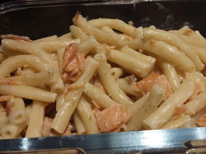 Pasta with smoke salmon