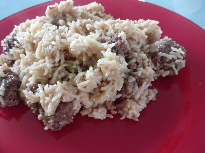 Rice with ground steak