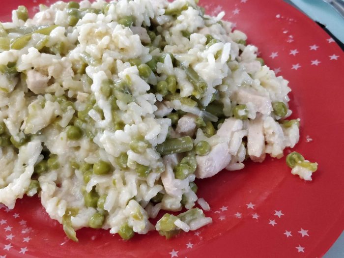 Risotto with turkey, 2 vegetables and mustard