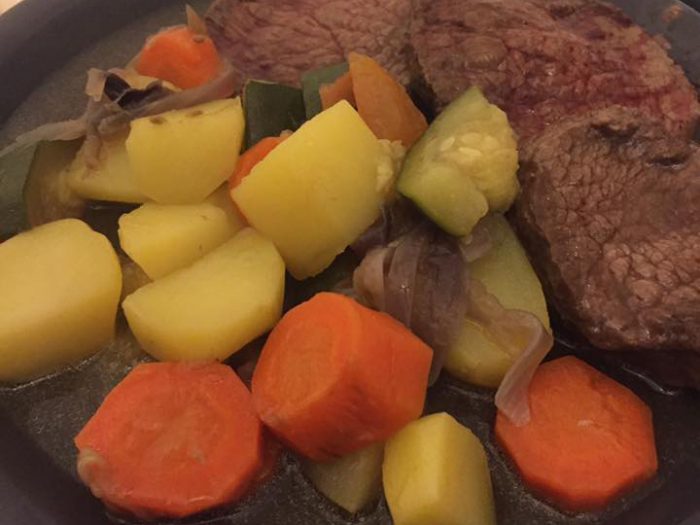 Roast beef with vegetables form Elodie