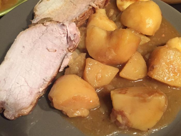 Pork roast with barbecue sauce and potatoes