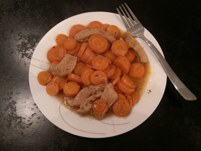 Stir fried veal with carrots